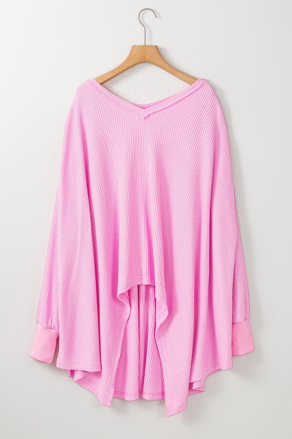 Pink Waffle Knit Exposed Seam Top