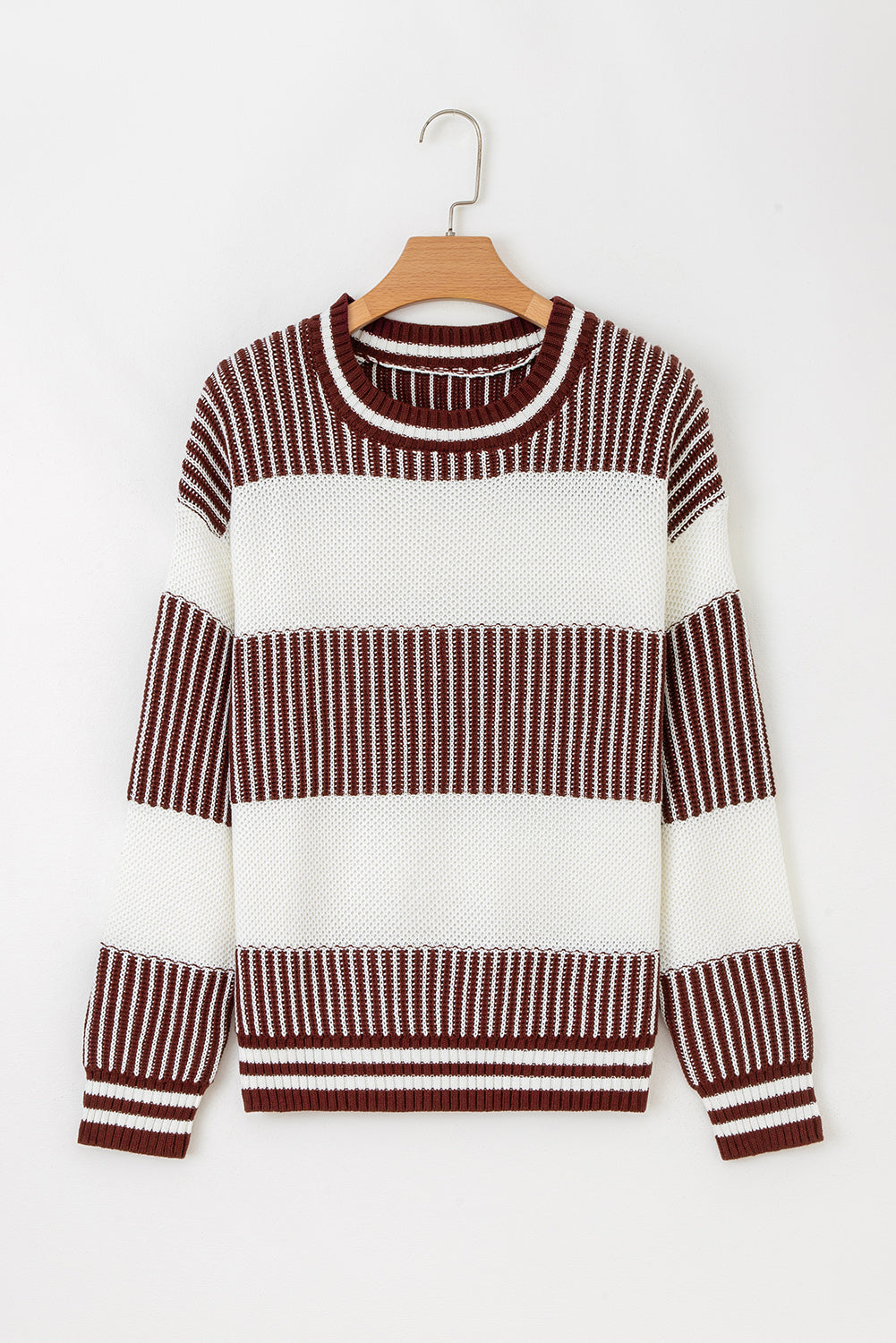 Brown Two Tone Striped Sweater
