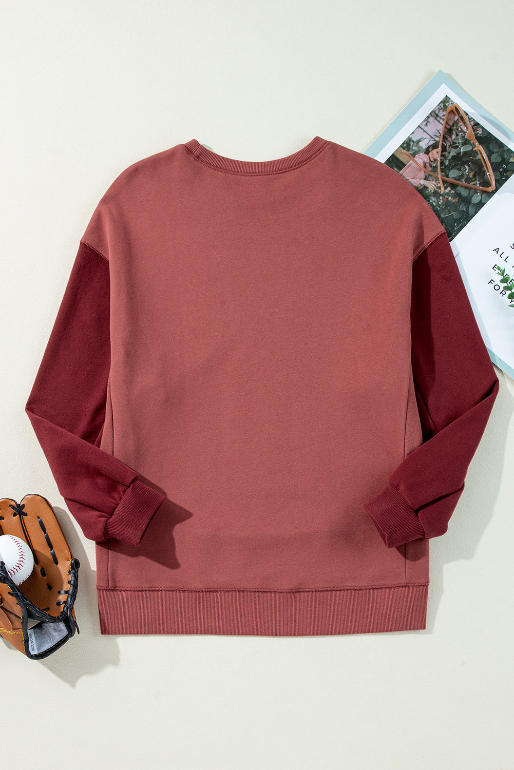 Mineral Red Patchwork Pullover Sweatshirt