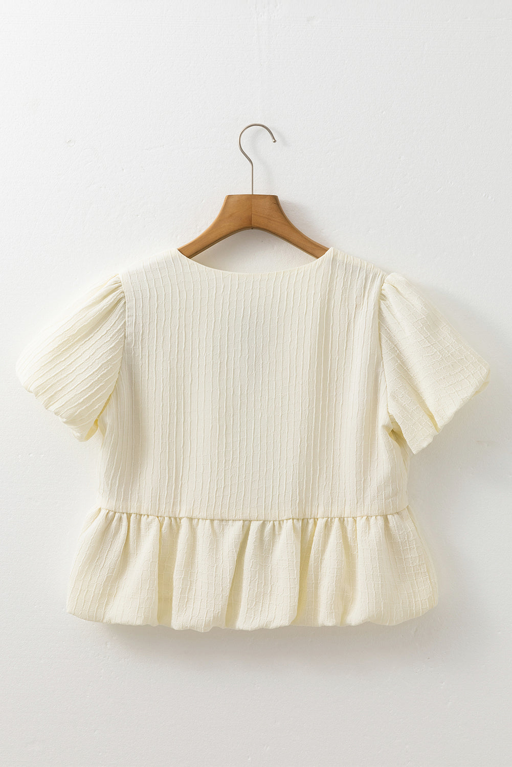 White Bow Tie Short Sleeve Blouse