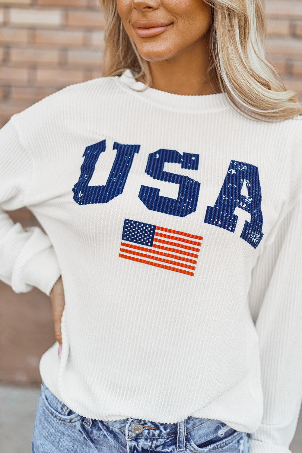 White USA Crewneck