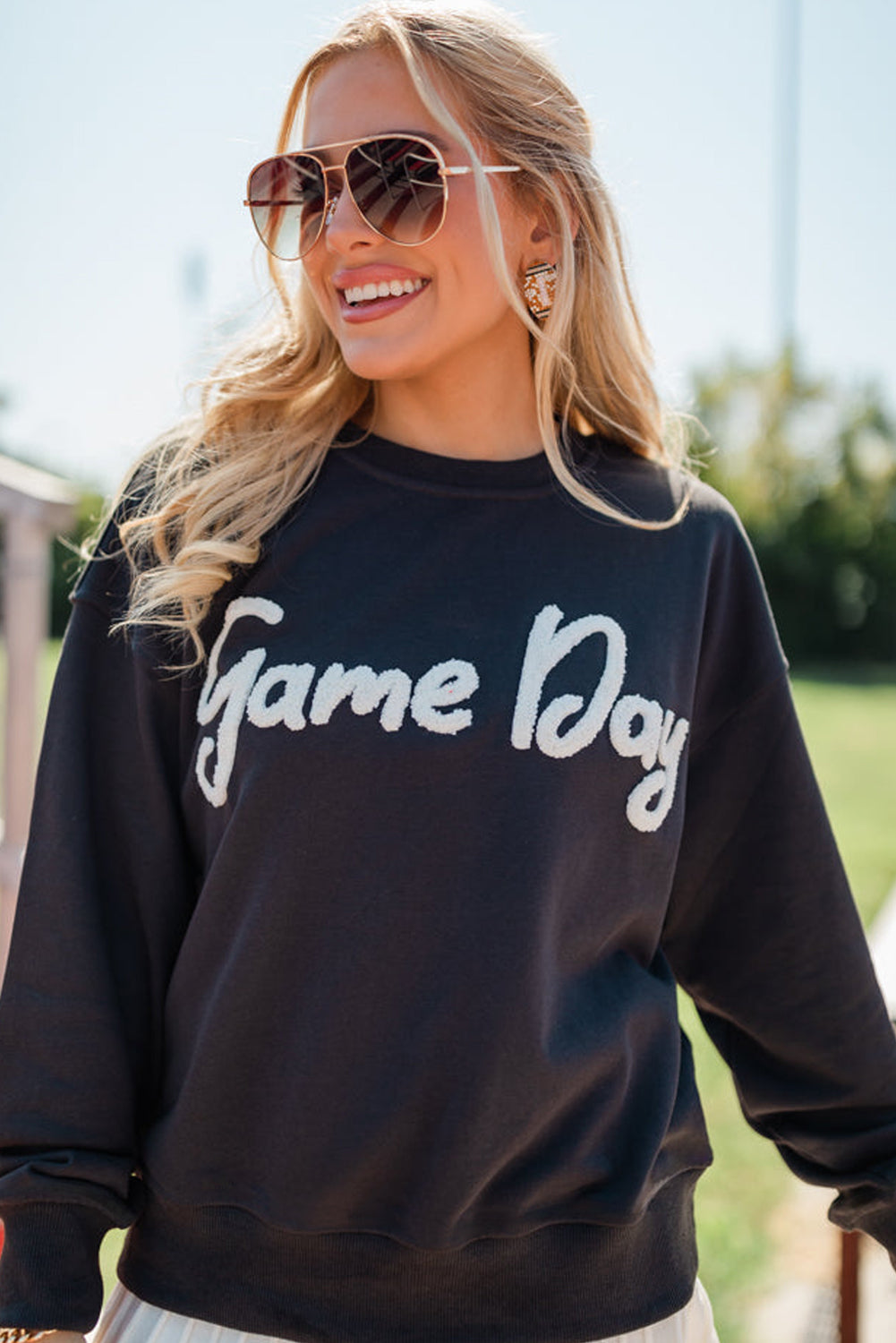 Black and White ‘Game Day’ Graphic Sweatshirt