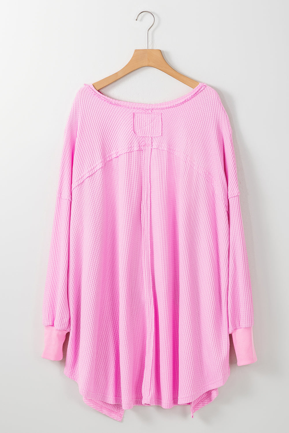 Pink Waffle Knit Exposed Seam Top