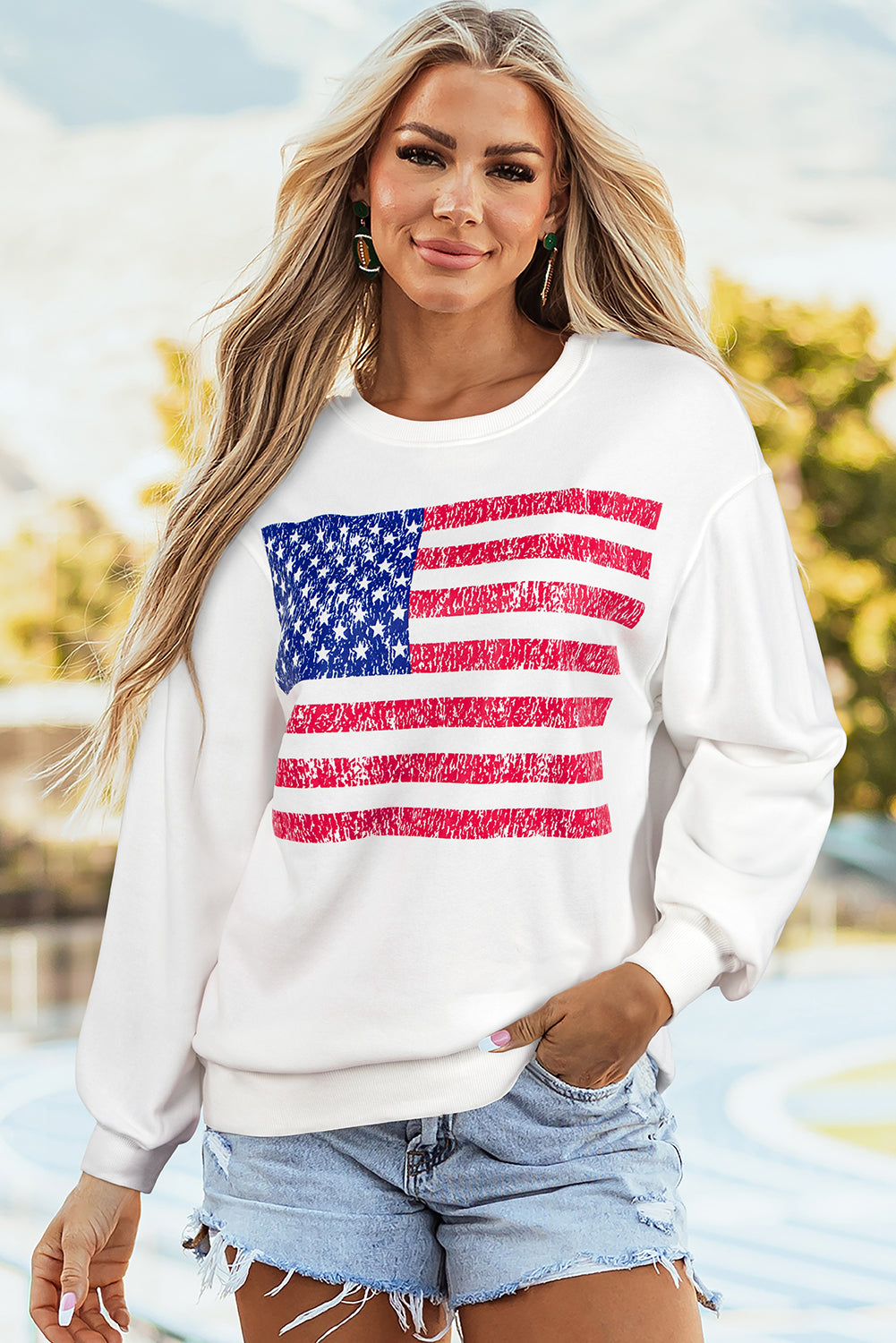 White American Flag Sweatshirt