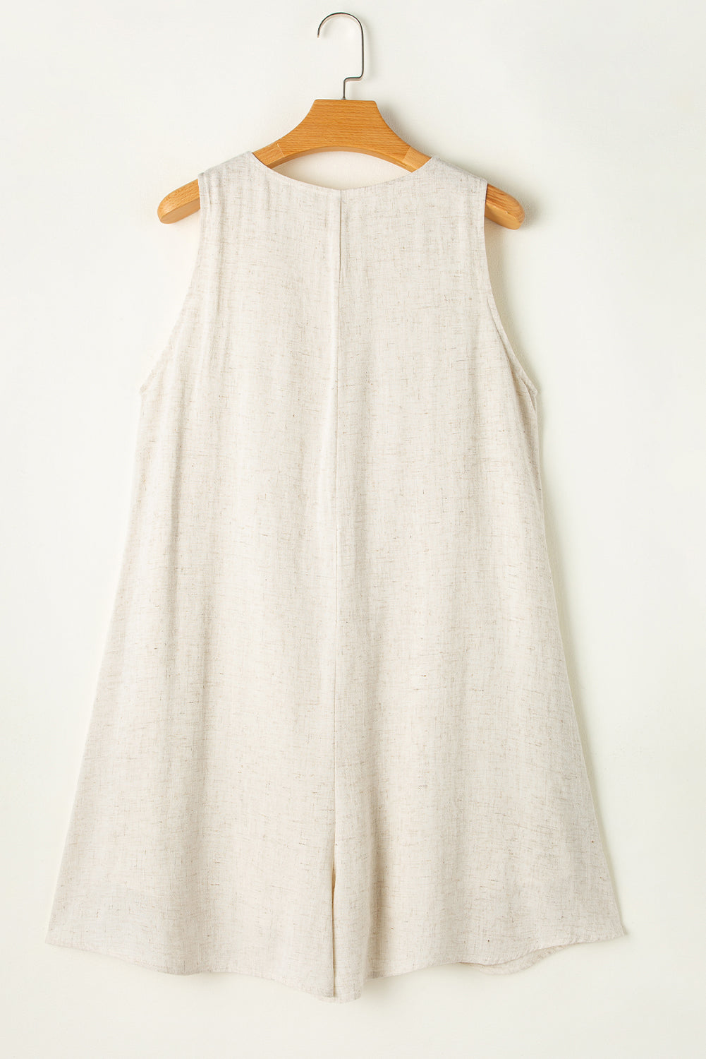 Beige Sleeveless V Neck Romper