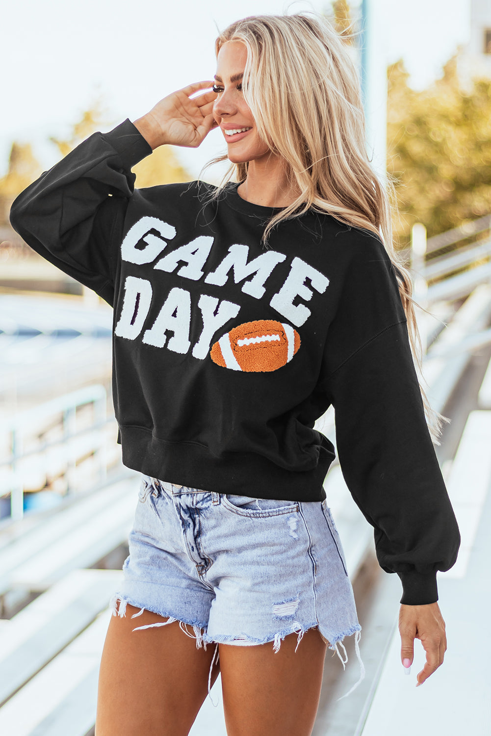 Black ‘GAME DAY’ Graphic Pullover Sweatshirt