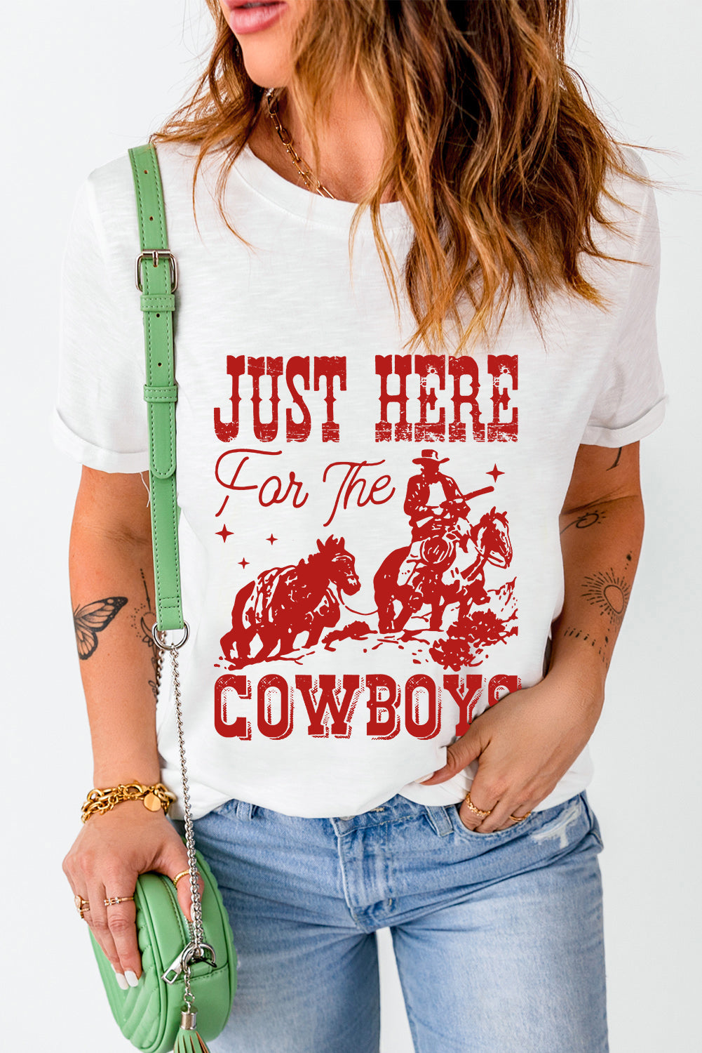 White ‘JUST HERE FOR THE COWBOYS’ Shirt