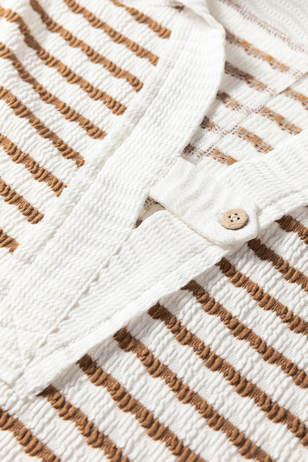 Khaki Stripe V Neck Hooded Plus Size Top