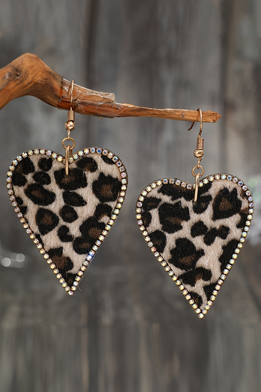 Multicolour Rhinestone Leopard Heart Shape Earrings