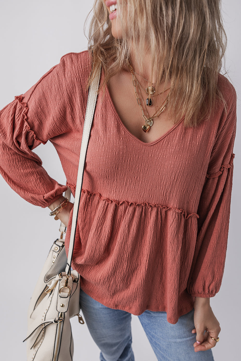 Mineral Red Puff Sleeve Blouse