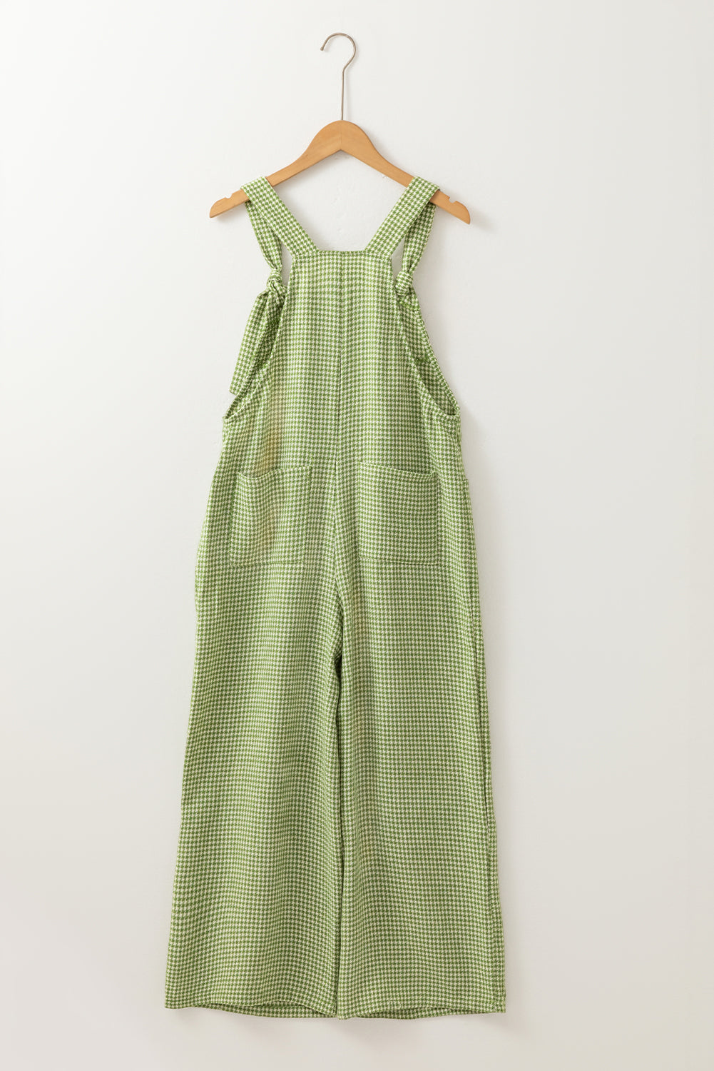 Green Gingham Wide Leg Loose Overall