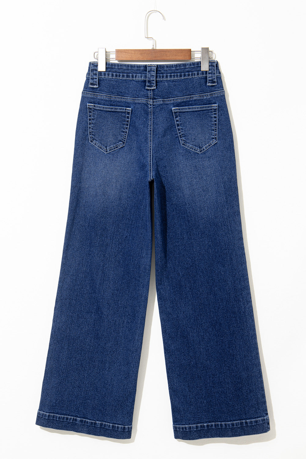 Dark Wash Wide Leg Pocketed High Waist Jeans