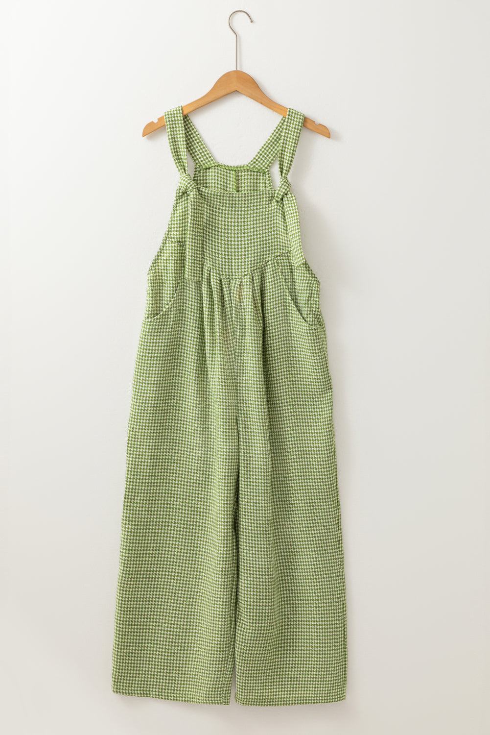 Green Gingham Wide Leg Loose Overall