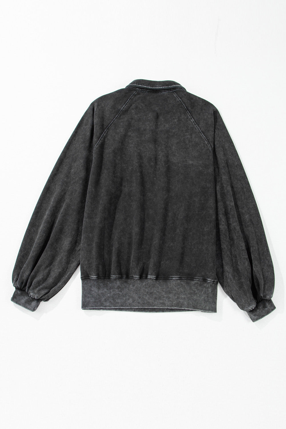 Black Solid Snap Sweatshirt