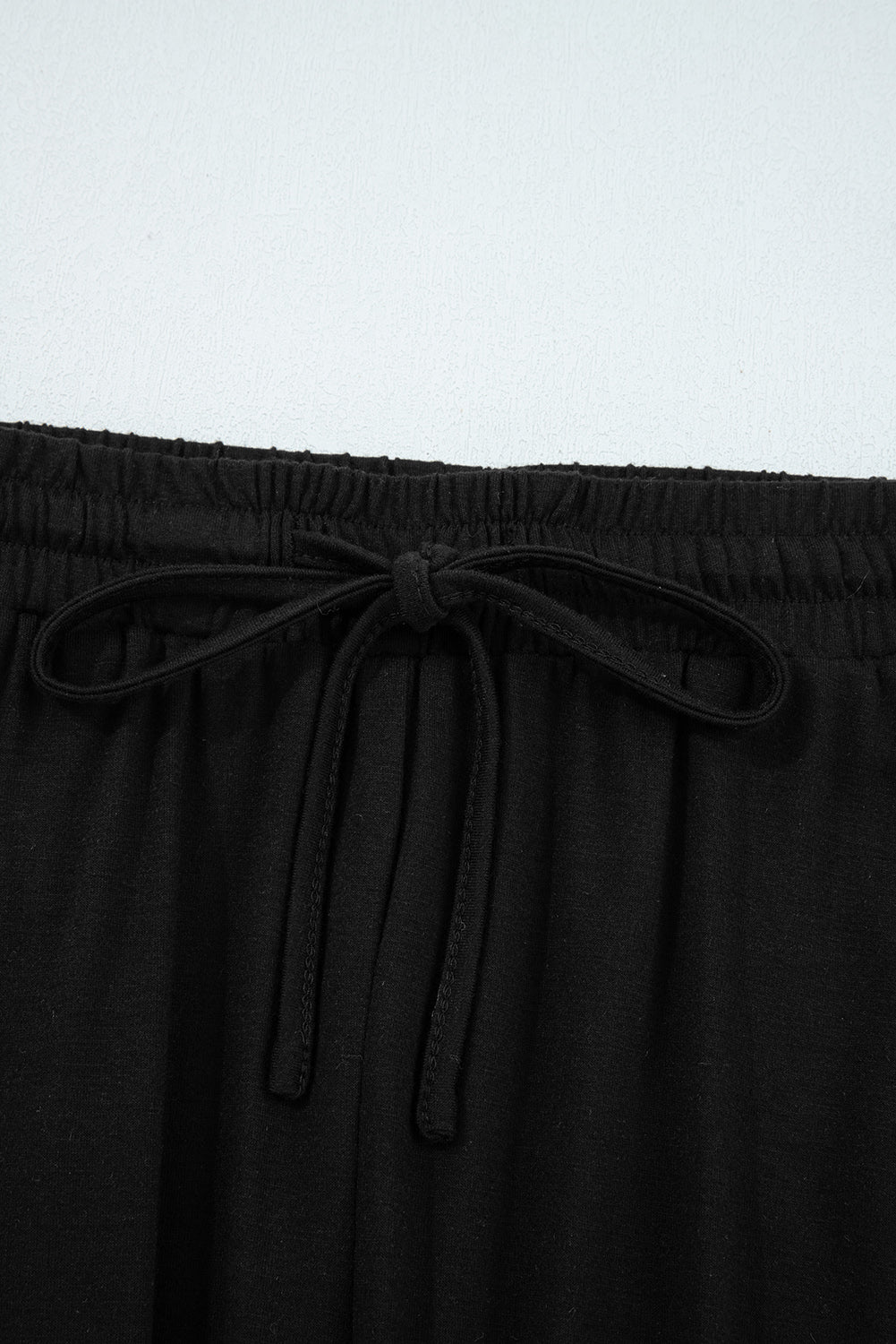 Black Ruffled Wide Leg High Waist Pants