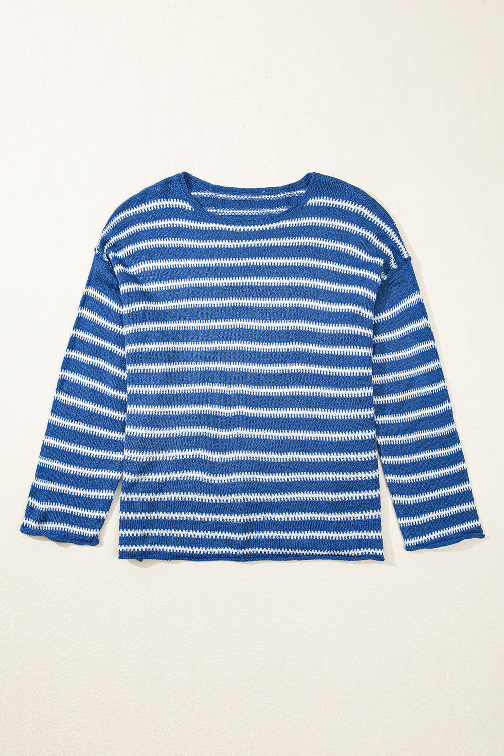 Sky Blue Striped Plus Size Sweater