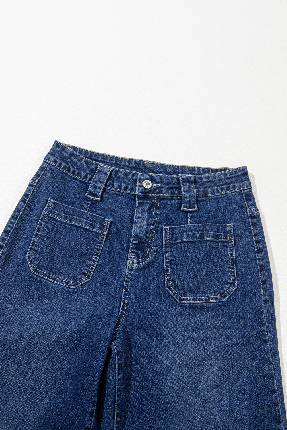 Dark Wash Wide Leg Pocketed High Waist Jeans