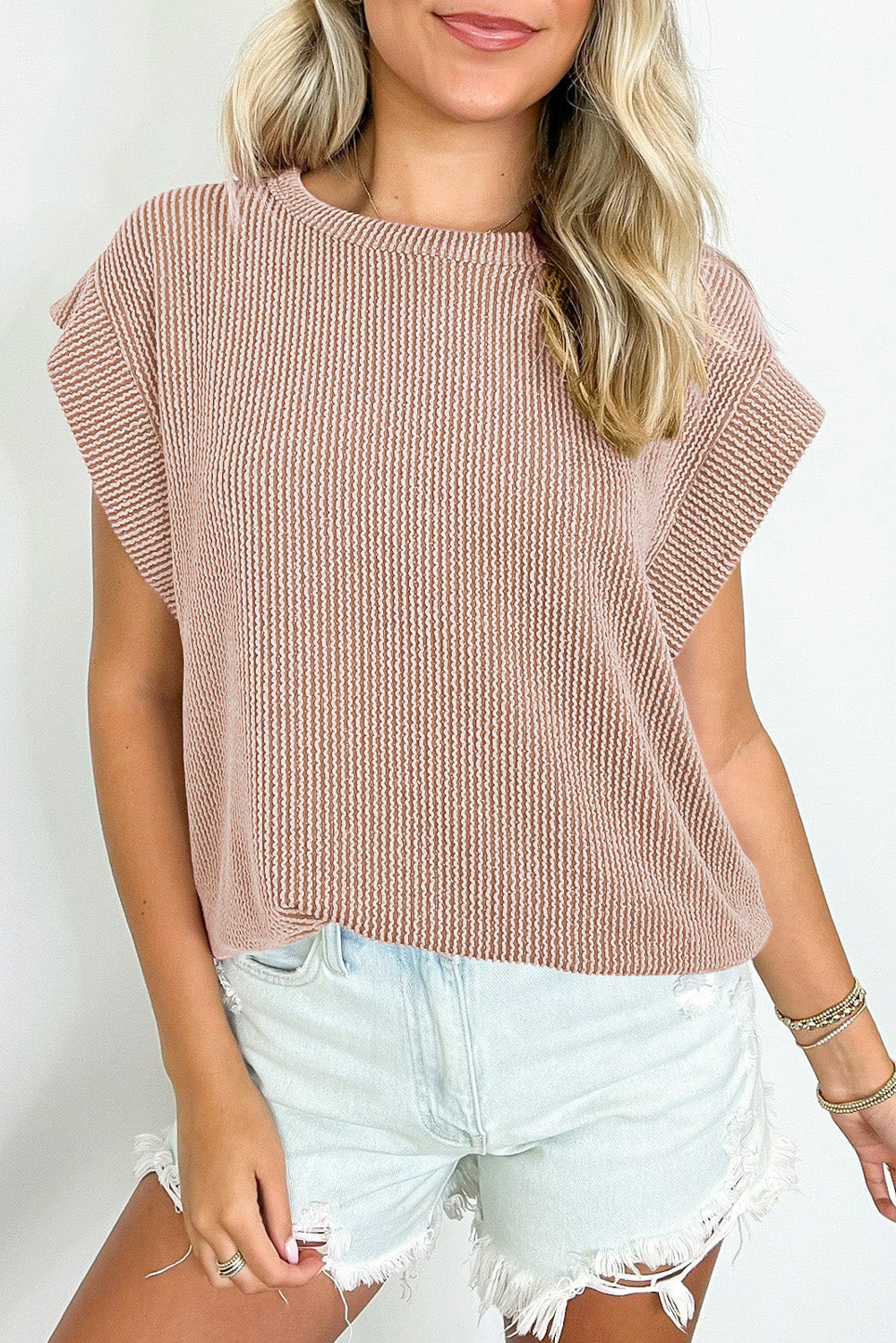 Dark Khaki Twisted Rib Wide Sleeve T Shirt