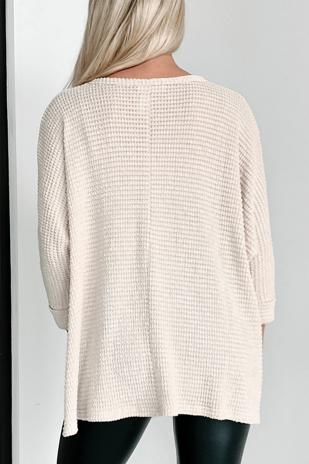 Apricot Waffle Knit Oversized Top