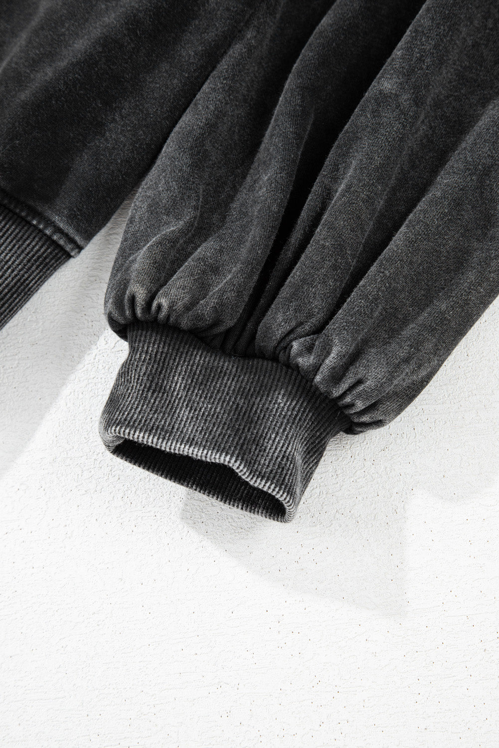 Black Solid Snap Sweatshirt