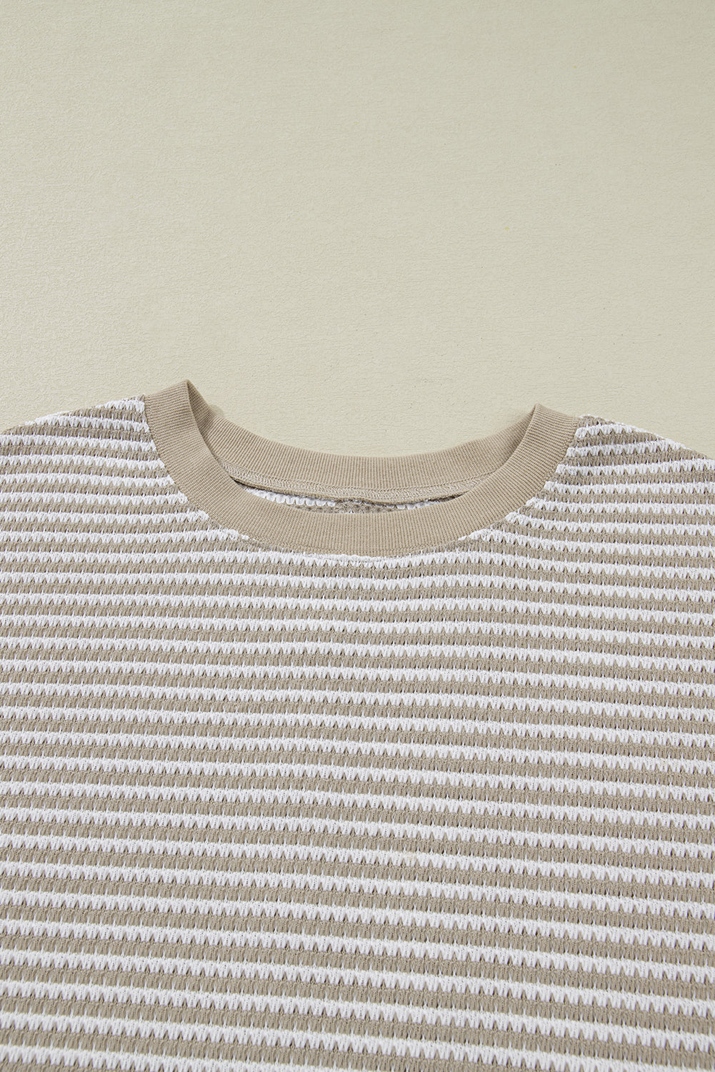 Brown Stripe Plus Size Ribbed Long Sleeve Top