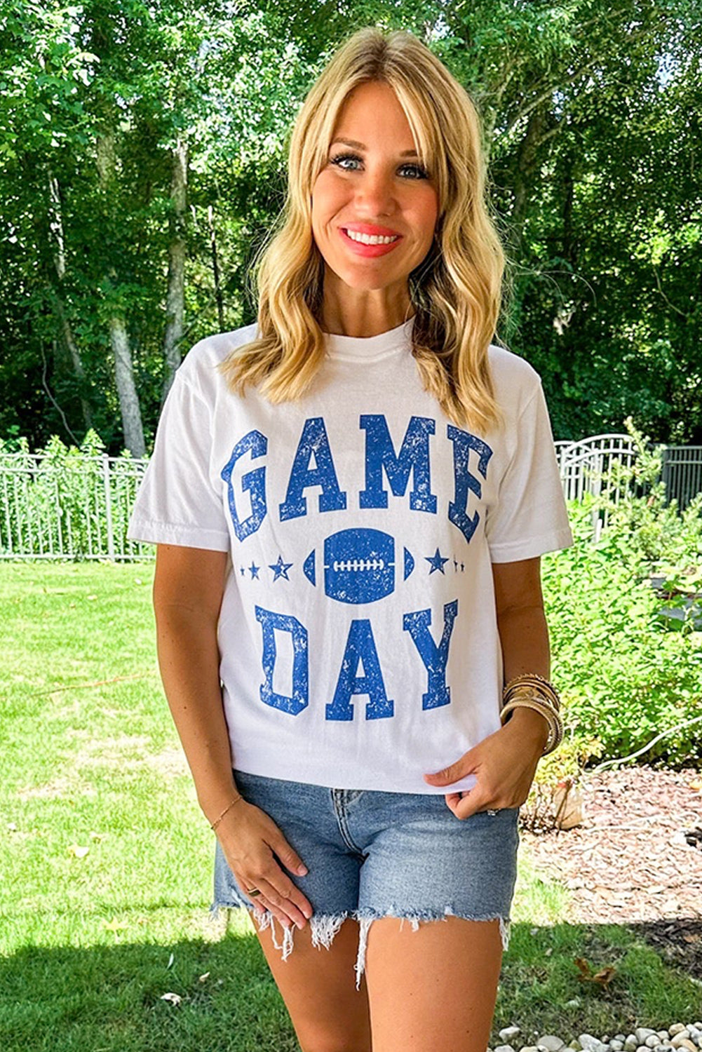 White ‘GAME DAY’ Football Graphic T Shirt