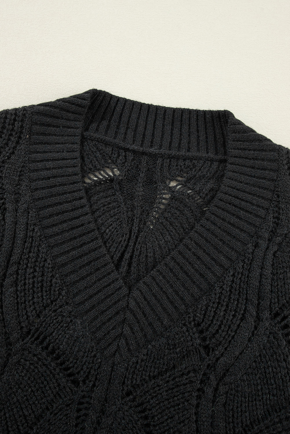 Black Hollow Out Knit Sweater