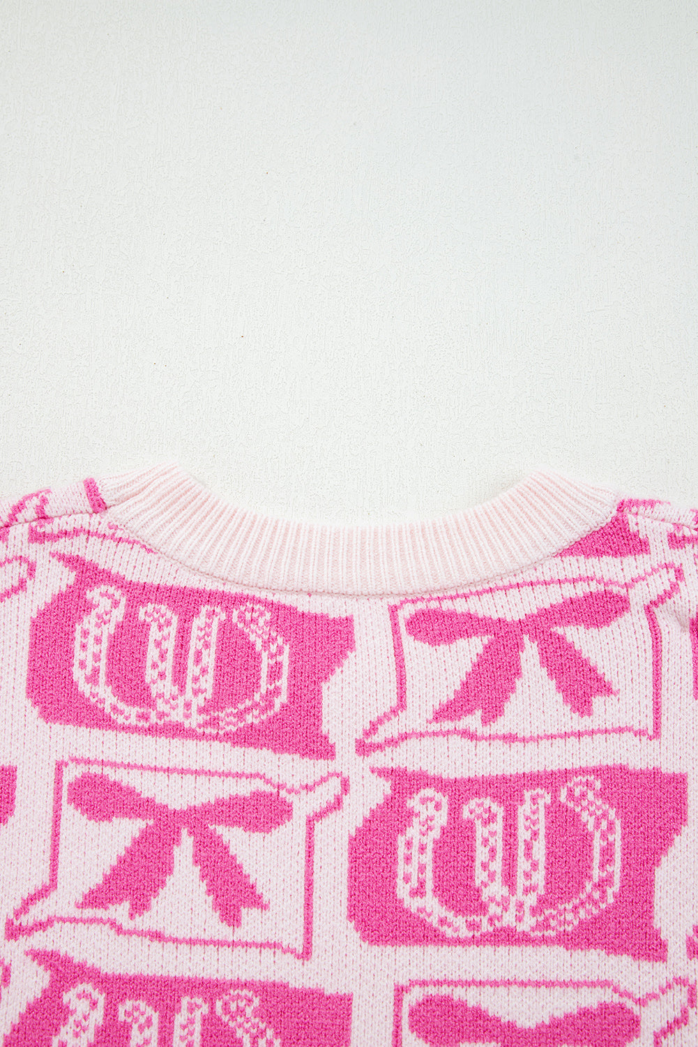 Pink Bows & Horseshoes Pattern Sweater