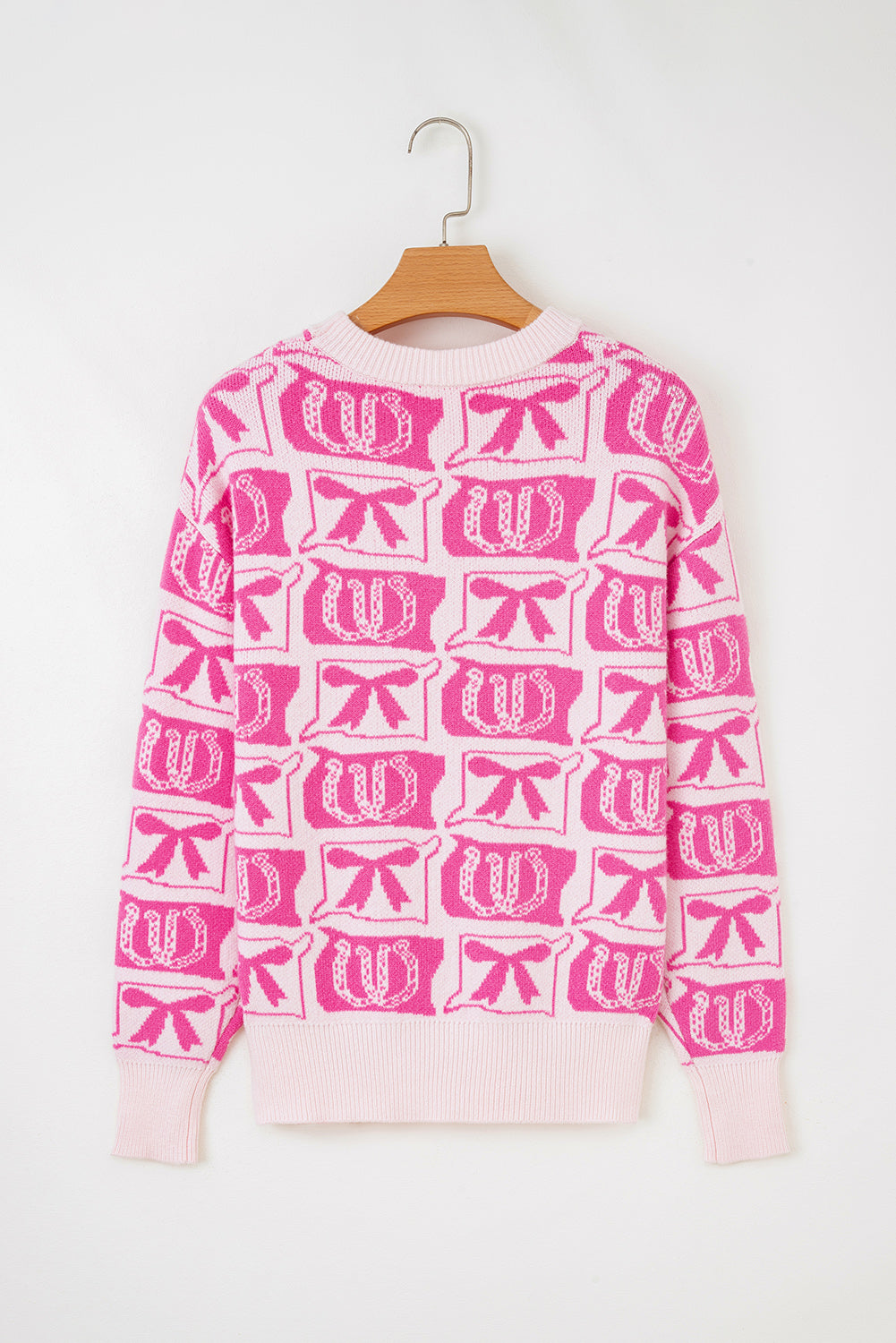 Pink Bows & Horseshoes Pattern Sweater