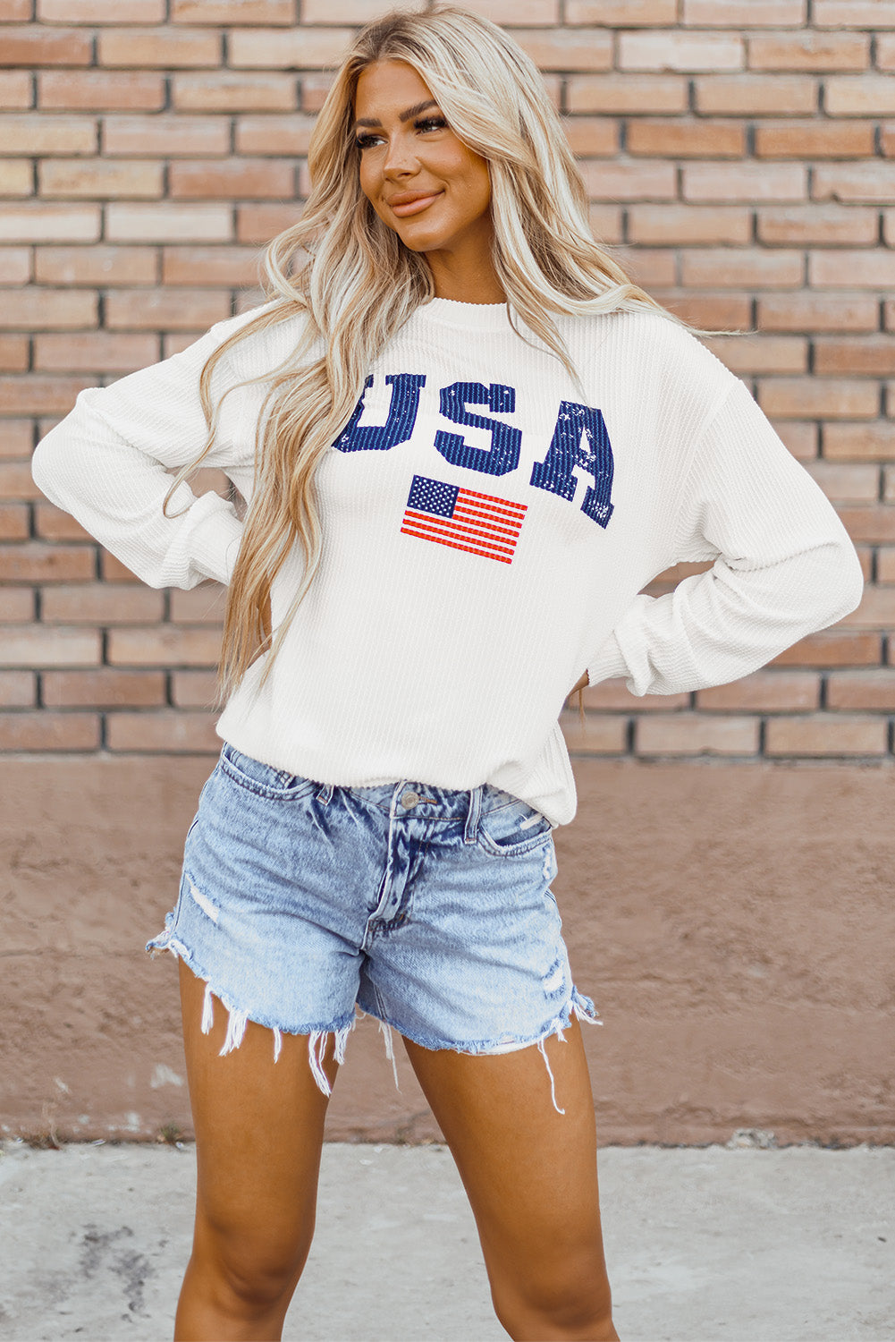 White USA Crewneck