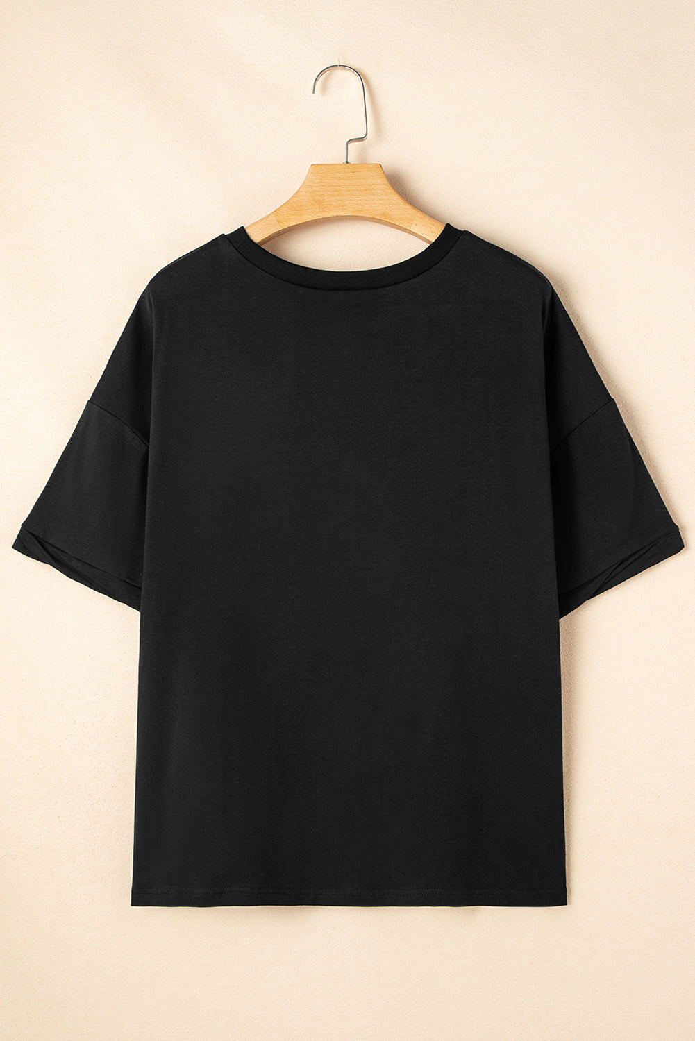 Black Sequin Football Crewneck T Shirt