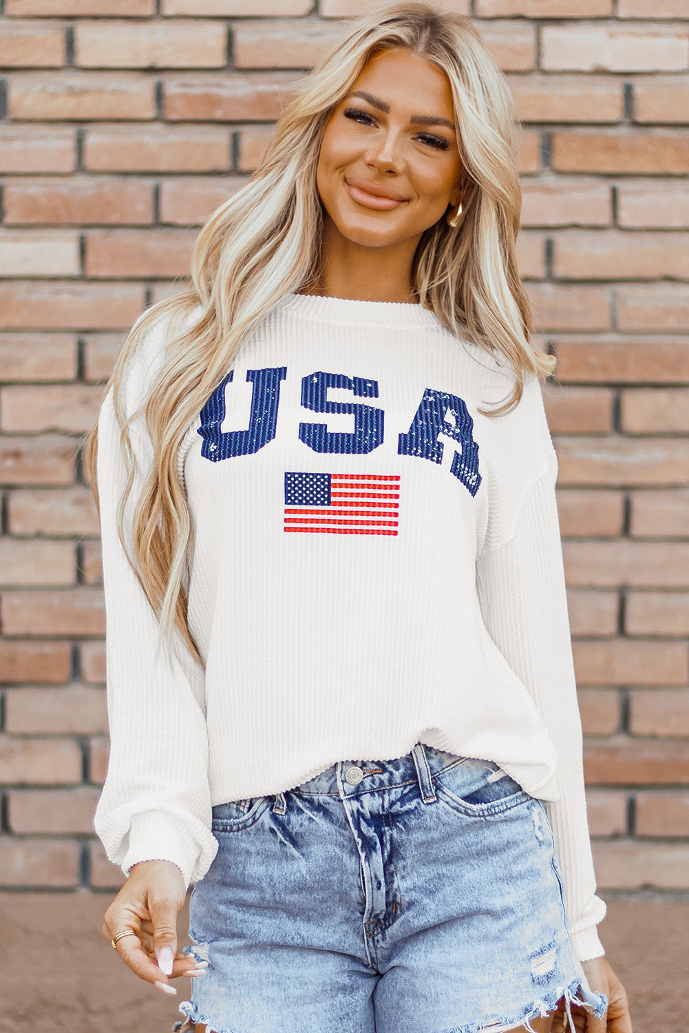 White USA Crewneck