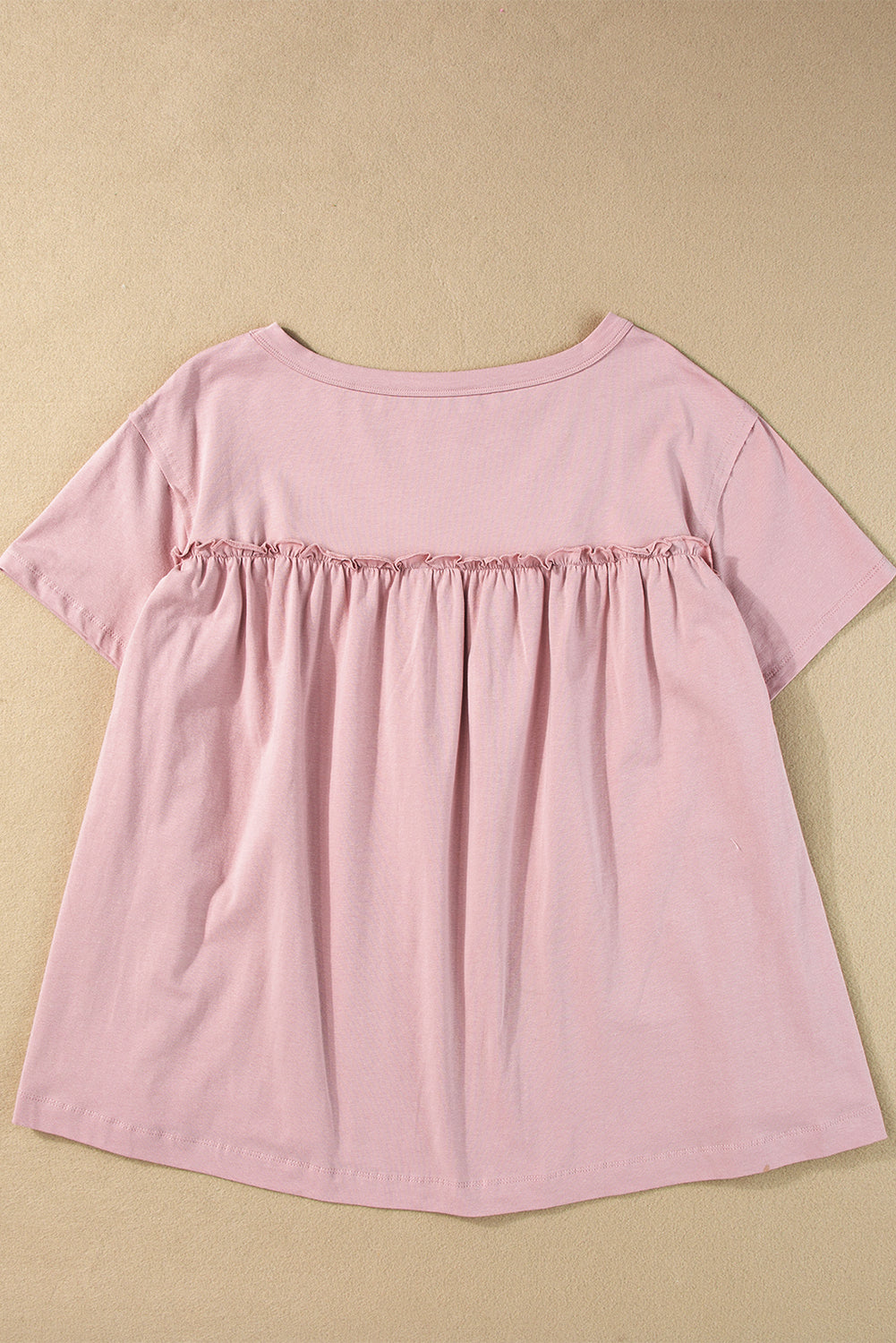 Light Pink Ruffled Trim Babydoll Tee