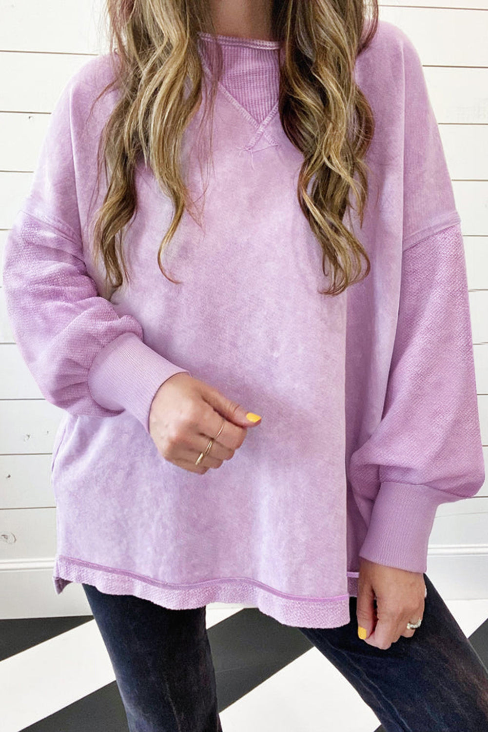 Orchid Mineral Wash Pullover Sweatshirt