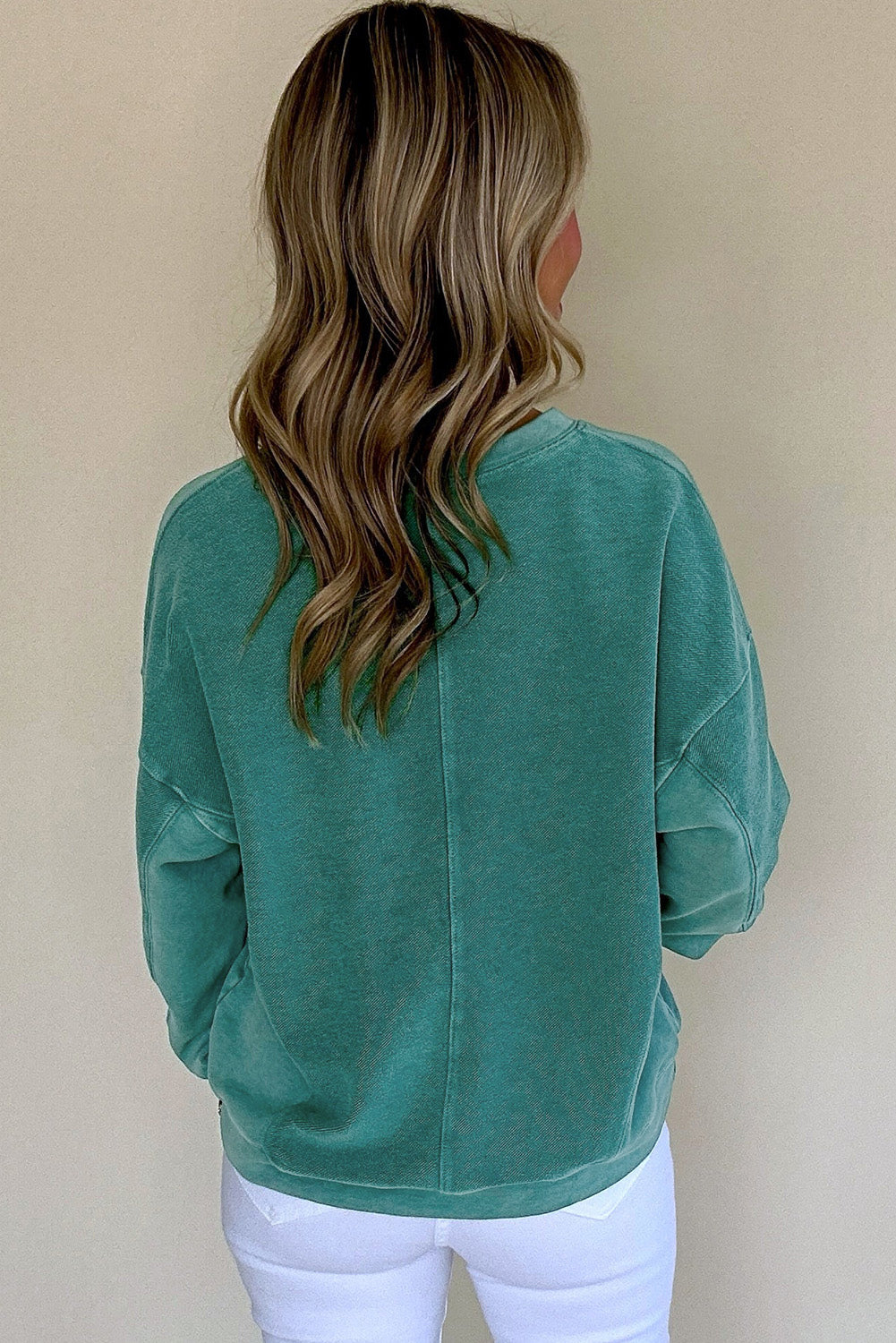 Teal Notched Neck Sweatshirt
