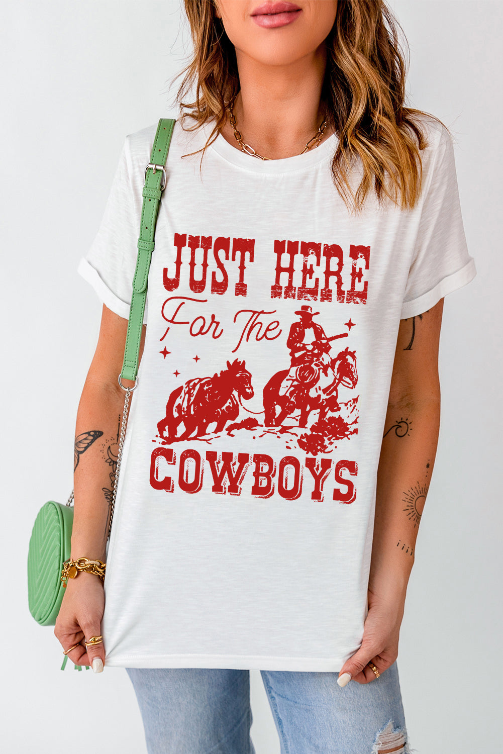 White ‘JUST HERE FOR THE COWBOYS’ Shirt