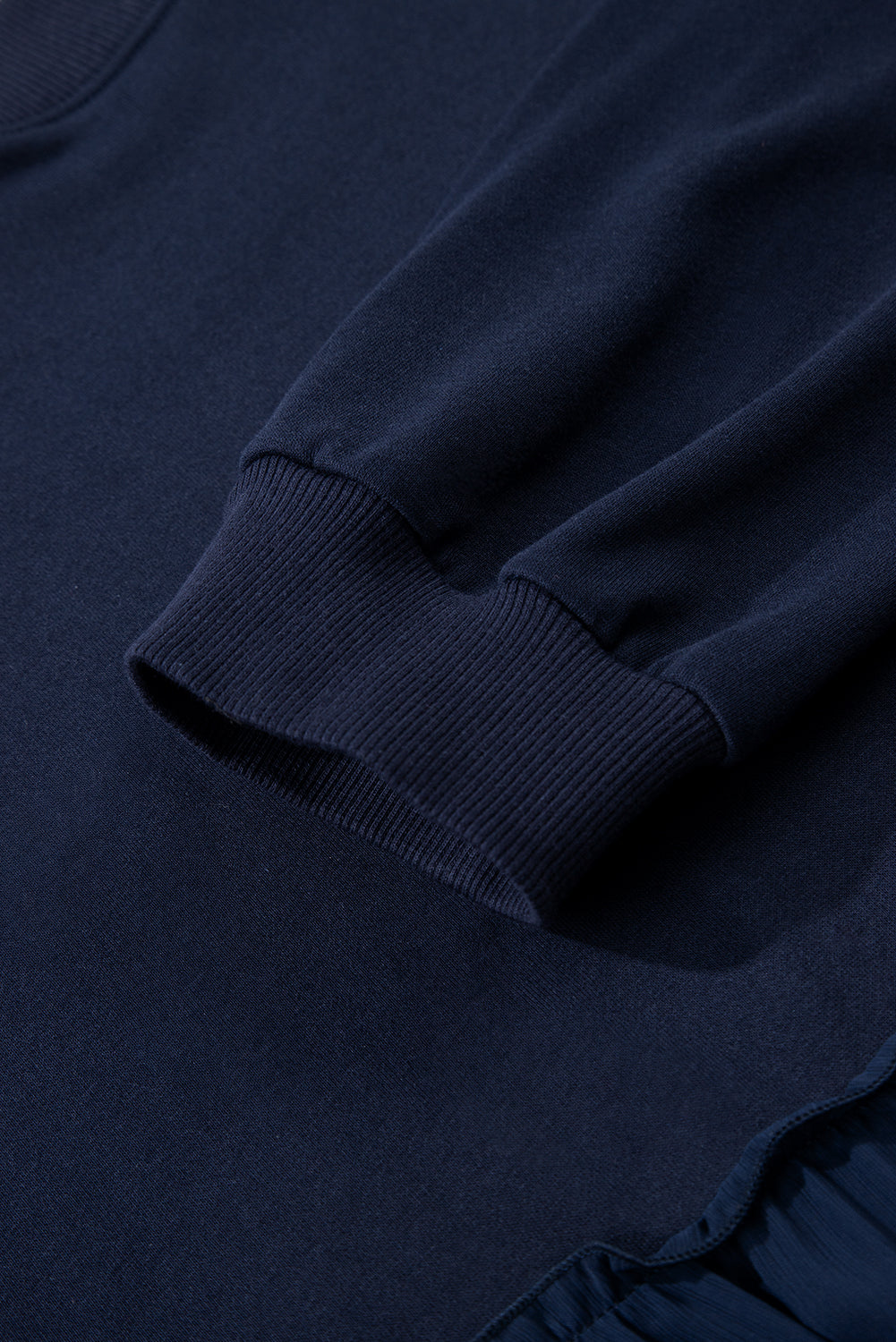 Navy Blue Tiered Ruffle Crew Neck Pullover Plus Size Top