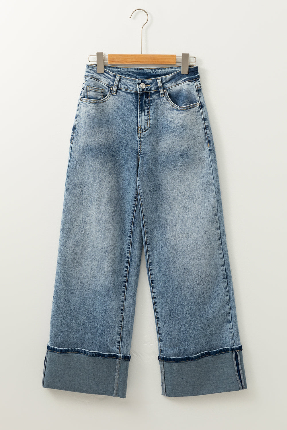 High Rise Cuffed Medium Wash Jeans