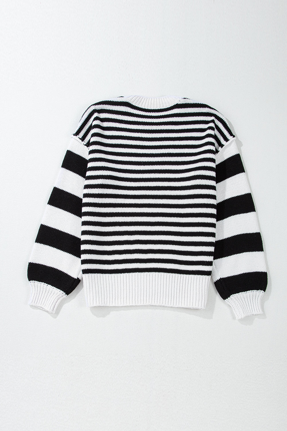 Black & White Striped Sleeve Knit Sweater