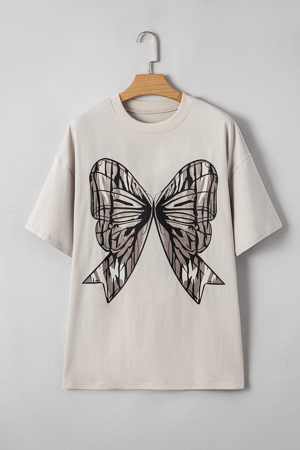 Camo Oversized Bow Printed Drop Shoulder Tee