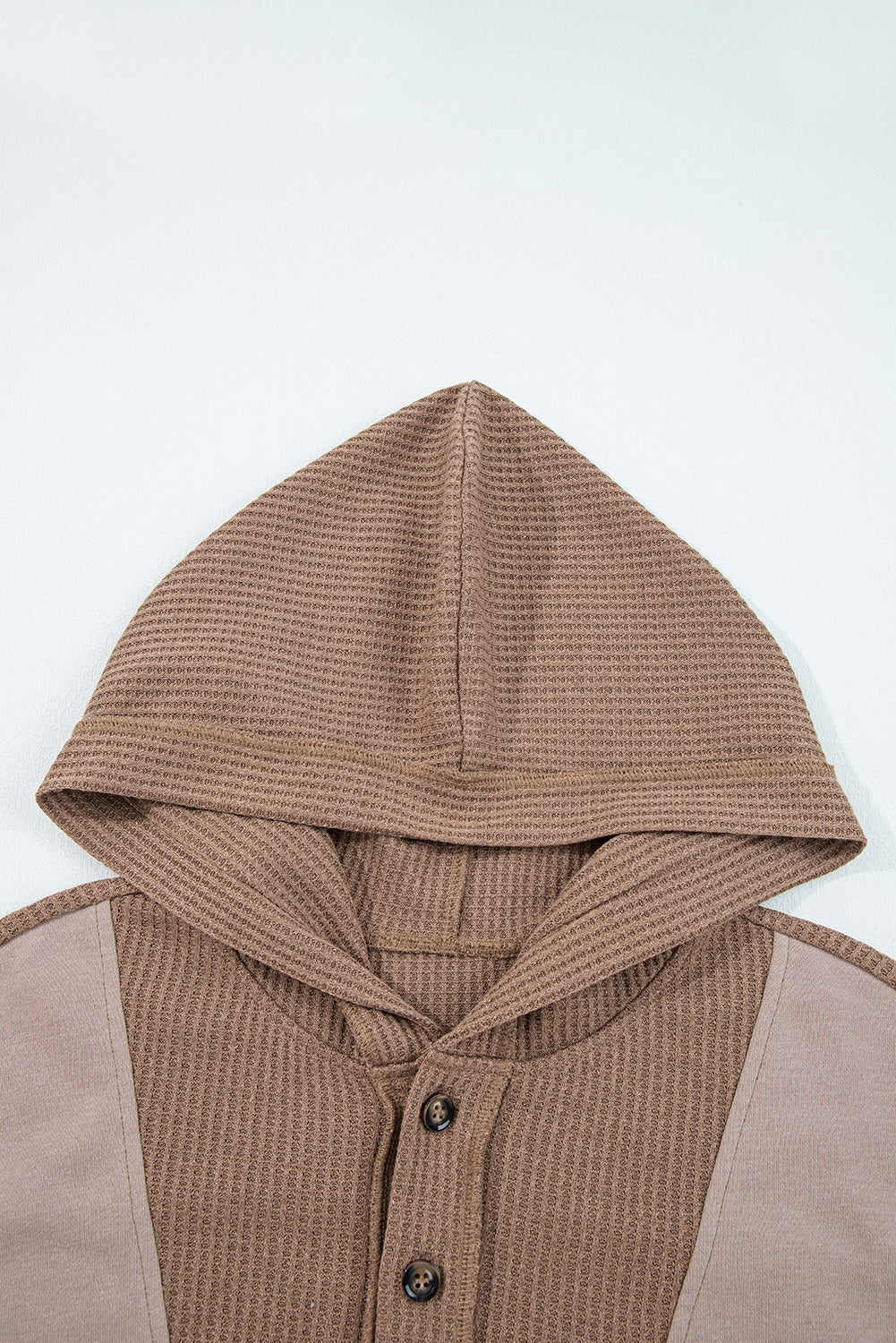 Brown Contrast Patchwork Plus Size Pocketed Hoodie