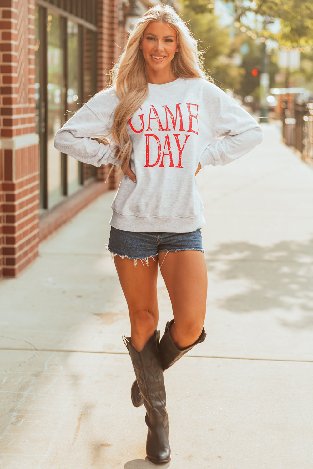 Red Vintage Washed ‘GAME DAY’ Sweatshirt