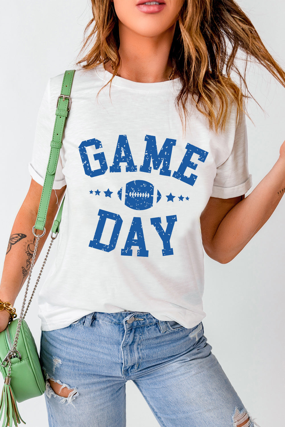 White ‘GAME DAY’ Football Graphic T Shirt