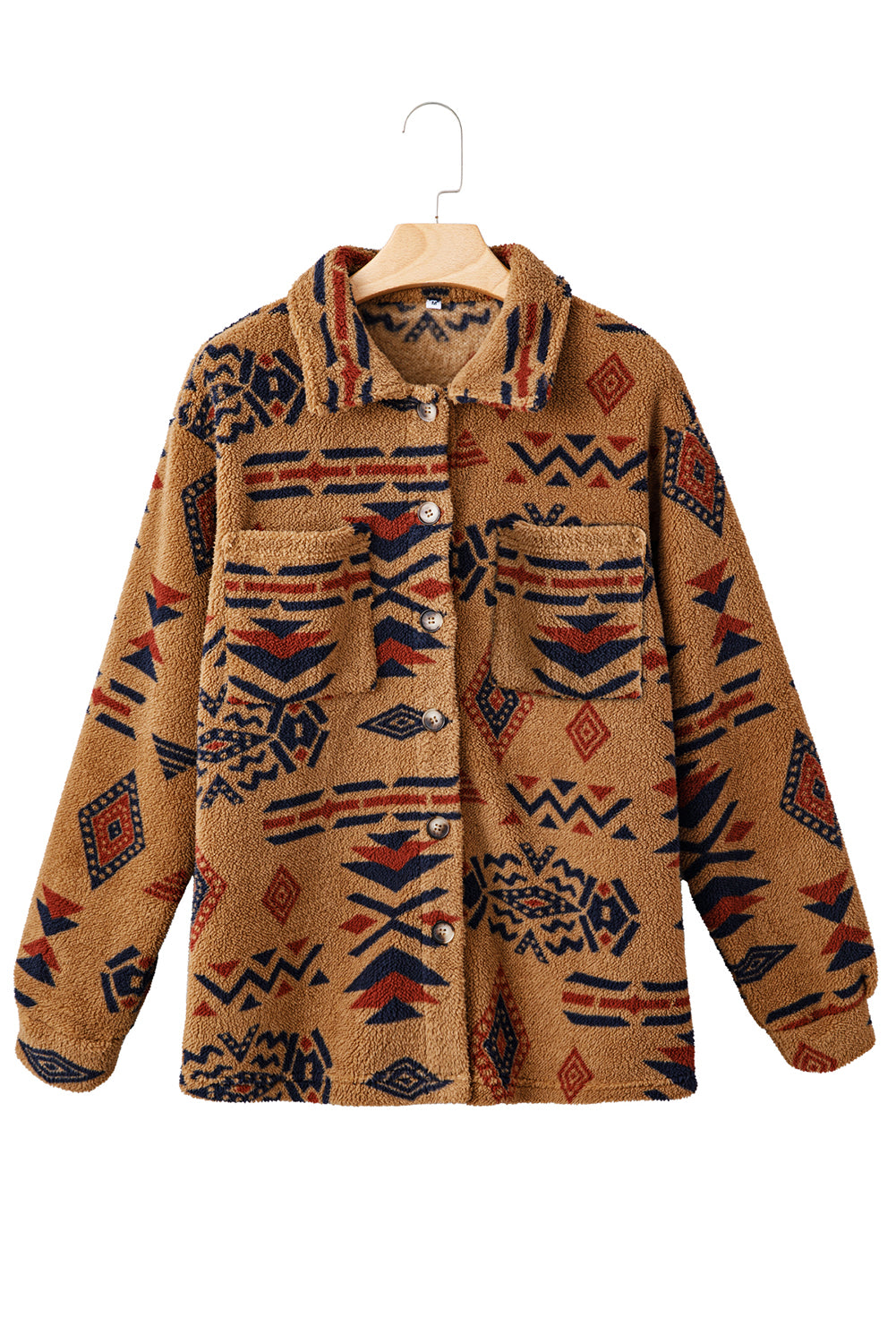 Brown Western Aztec Fleece Shacket