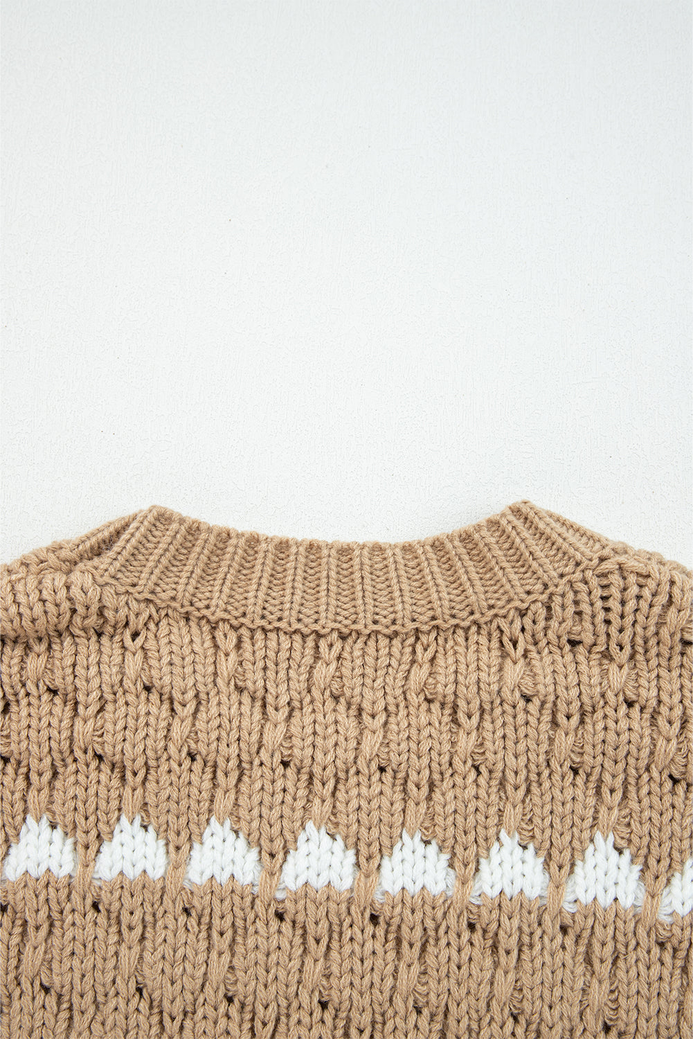 Khaki Textured Knit Puff Sleeve Baggy Sweater