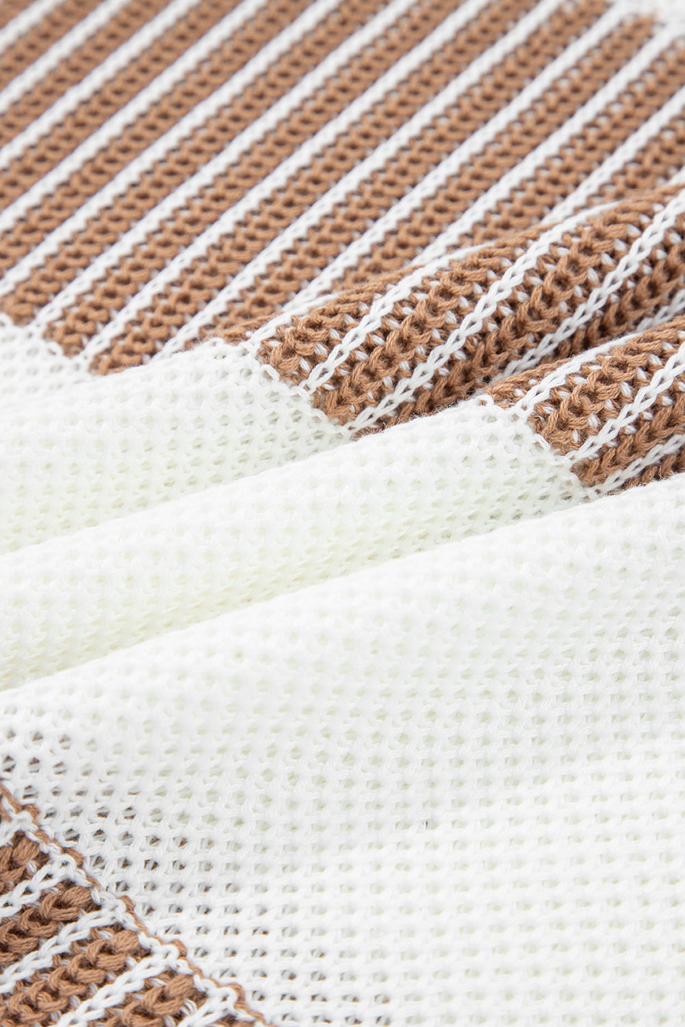 Khaki Two Tone Striped Loose Sweater