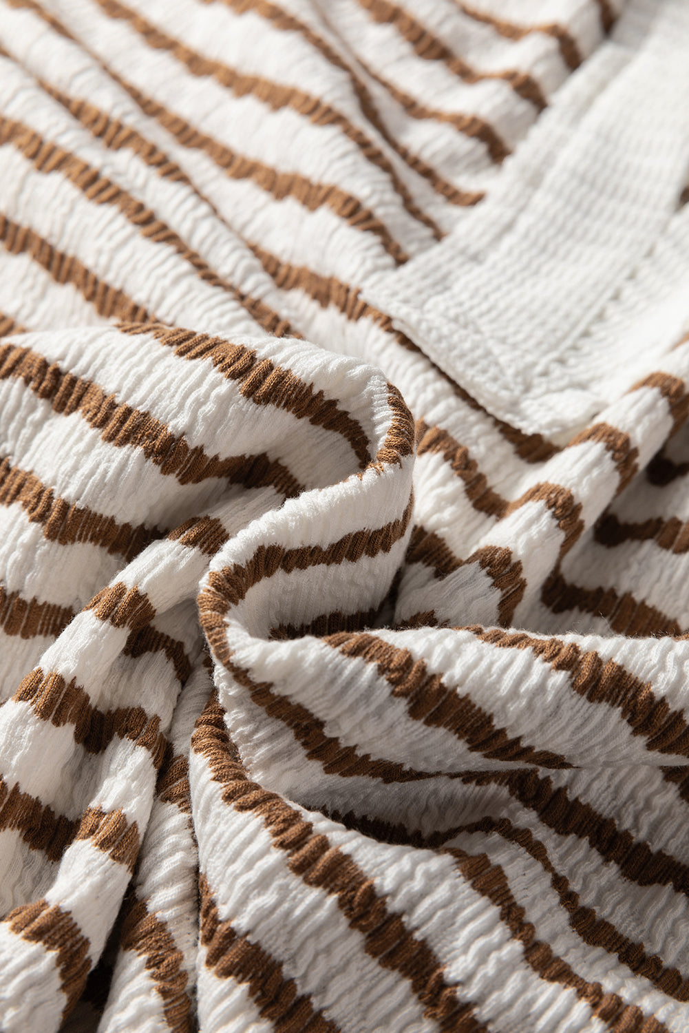 Khaki Stripe V Neck Hooded Plus Size Top