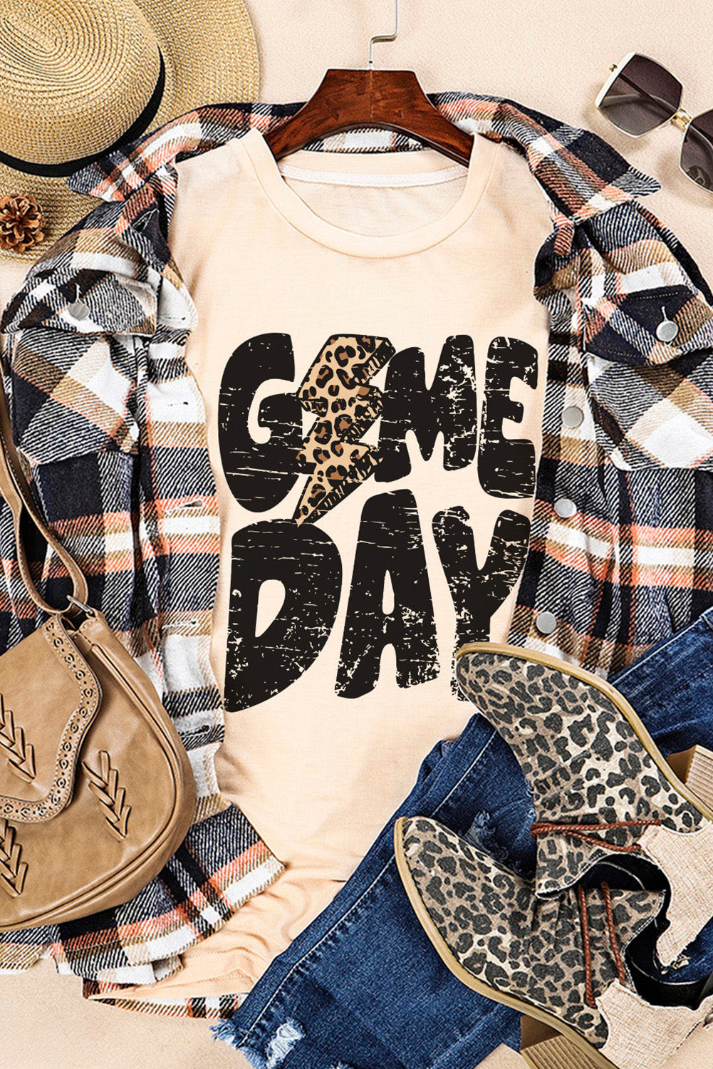 ‘Game Day’ Football Season Leopard Lightning T Shirt