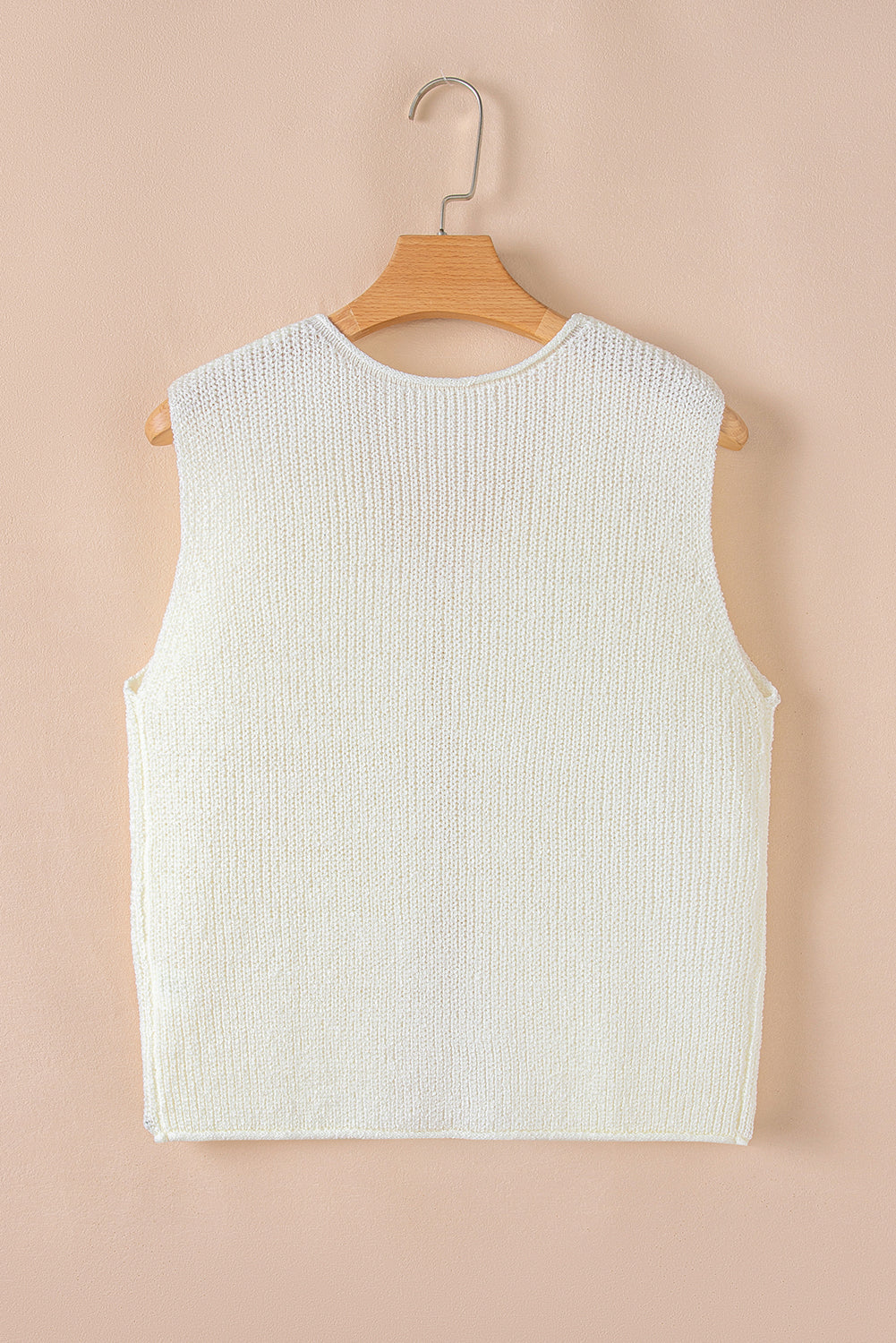 Beige Tie Front V Neck Sweater Vest