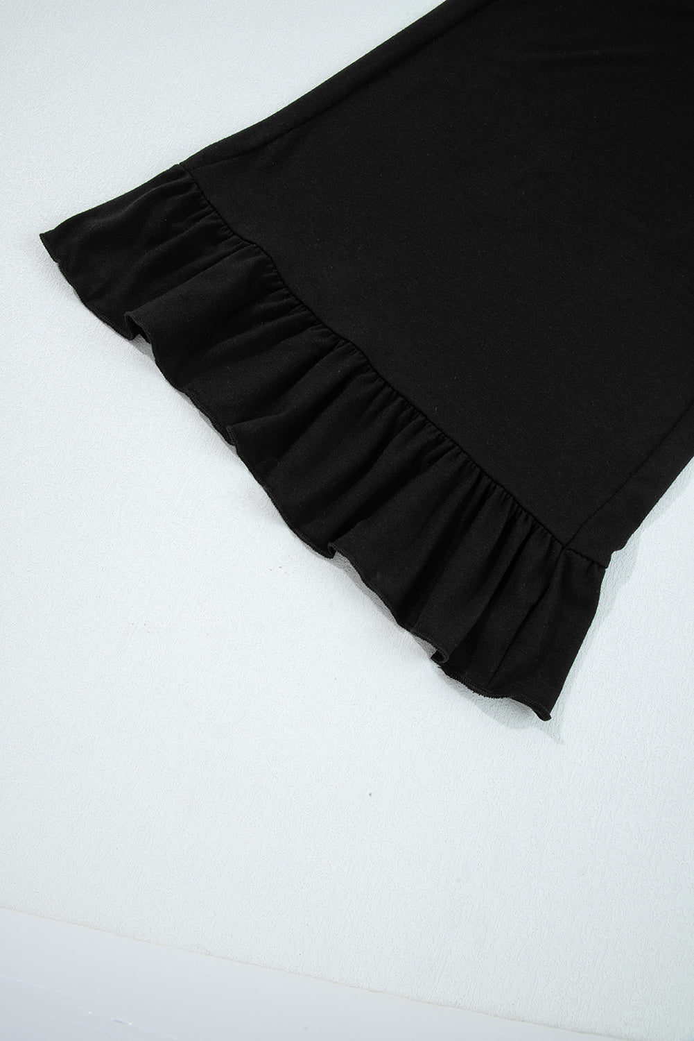 Black Ruffled Wide Leg High Waist Pants
